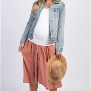 Mauve button maternity skirt